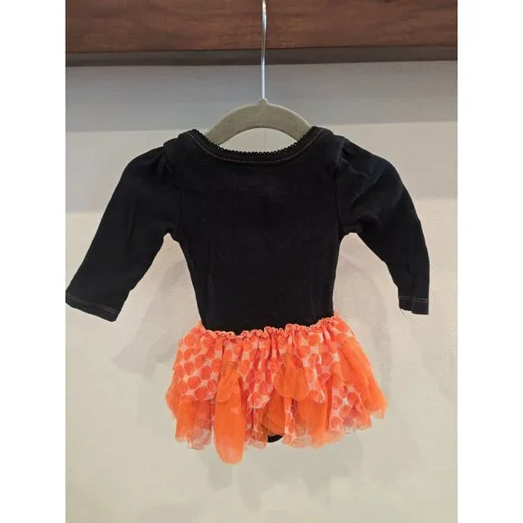 Baby Girls My 1st Halloween Black Long-Sleeve Bodysuit With Glitter Pumpkin & Or - Picture 3 of 4